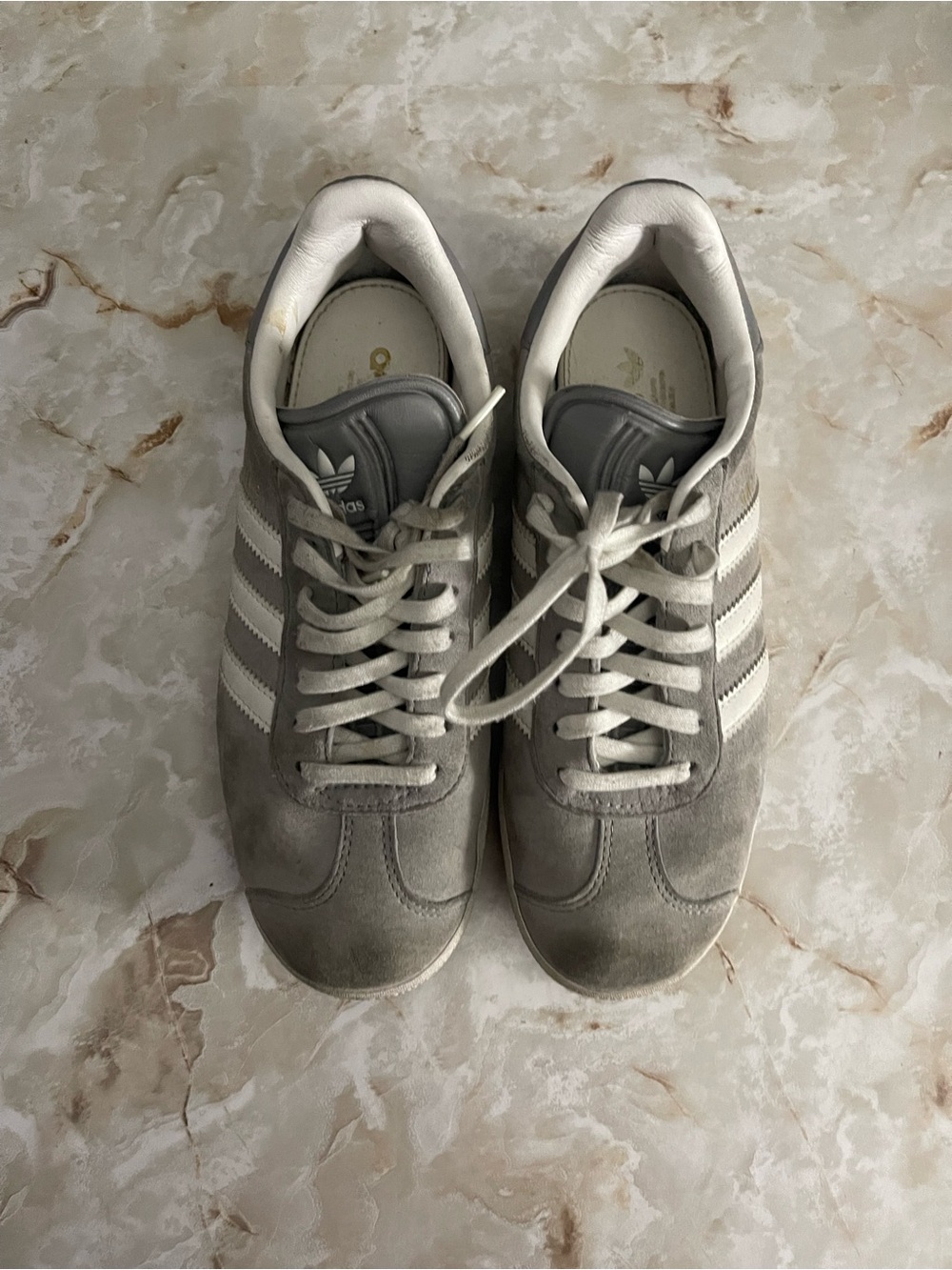 adidas Gazelle Gray Suede Sneakers with White Stripes - Picture 3 of 5
